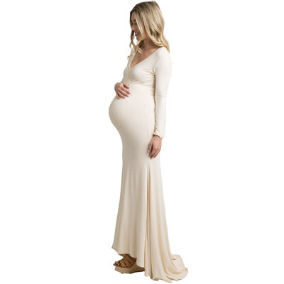 long sleeve maternity gown for photoshoot