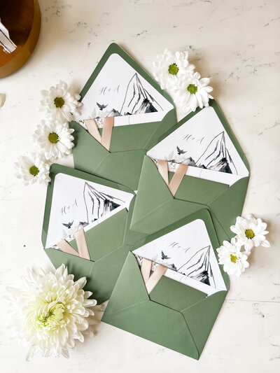 green envelopes with liners