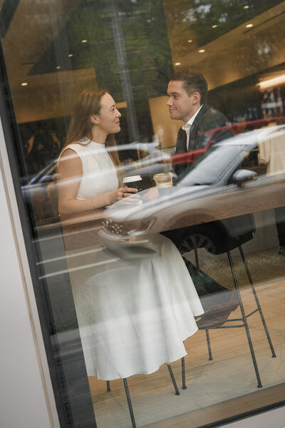 Engagement dining at favorite restaurant connect feel comfortable save the date