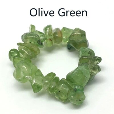 Natural Stone Energy Rings-Olive Green