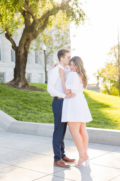 Engagement photos in Jefferson City Capitol building by Bella Faith Photography