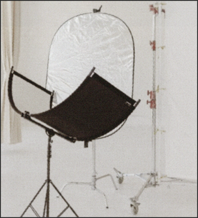 Lighting reflectors on a photography set in Chicago.