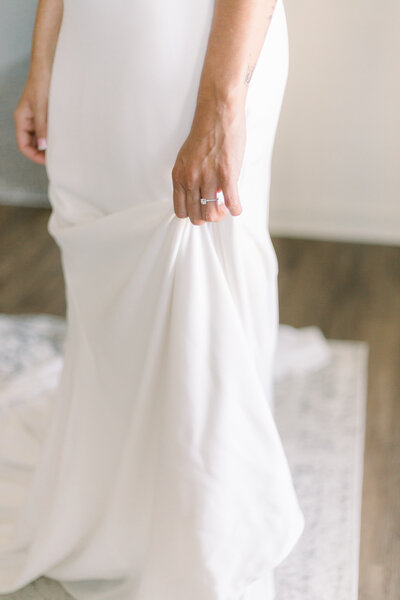 close up of brides wedding ring 