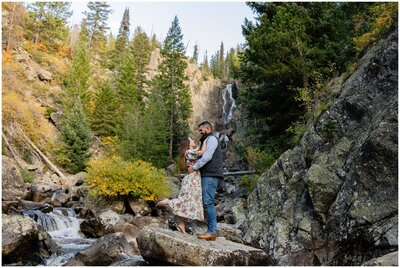 Engagement session at Fish Creek Falls in Steamboat Springs Colorado