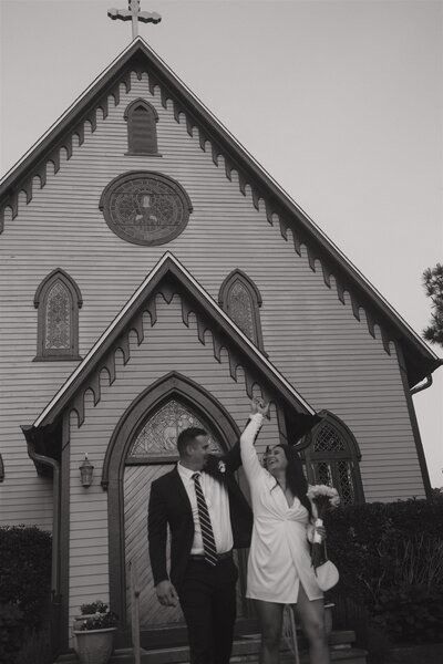 black and white chapel wedding in New Jersey