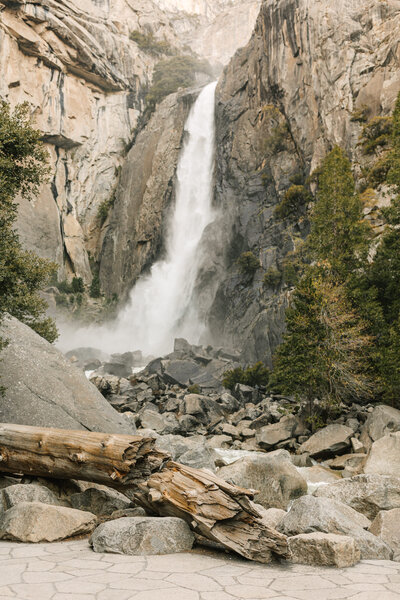 Lower Yosemite Falls roaring during the Spring