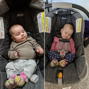 Before and After baby received a craniosacral session. In the before photo you can see how tight the baby is while experiencing a torticollis pull to the baby's right. The after photo shows a relaxed, soft baby, with ease through her midline movements.  