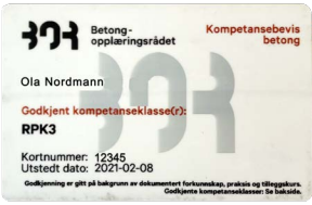 kompetansebevis betongrehabilitering eksempel