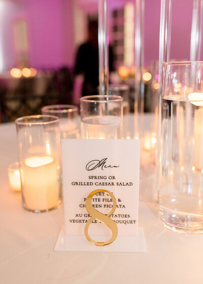 table numbers with menu signage