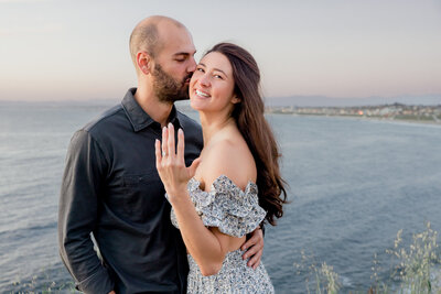 Palos Verdes wedding photographer and engagement couple by neighborhood church in palos verdes