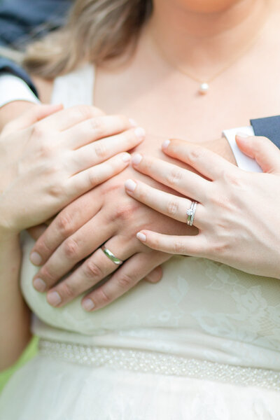 thumbnail image of an image zoomed in to see the bride and grooms hands and rings on their wedding day