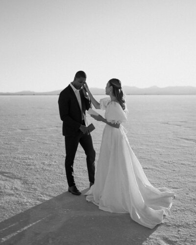 bride and groom exchanging vows