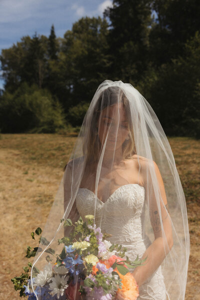 mount rainer bride under her veil.
