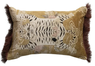 20x14" Velvet Tiger Lumbar Pillow