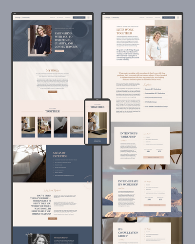 Courage & Community therapy website design mockup