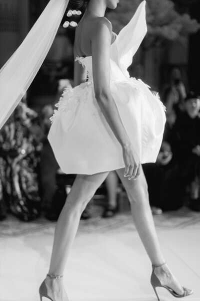 Photo of a model wearing a Nordos Designer dress at NYBFW runways