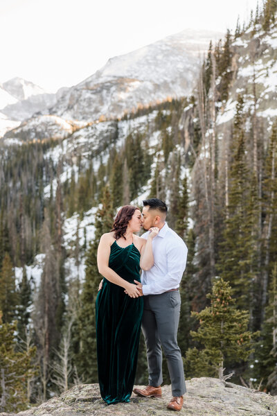 Couple Engagement photo taken at Rocky Mountain National Park in Colorado.