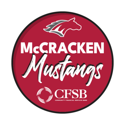 Photo booth McCracken County Mustang signs for Community Financial Services Bank design by Amanda Newman Design in Paducah, Kentucky