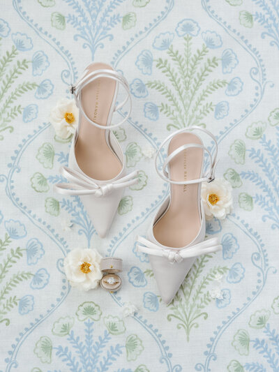 Bride's shoes and engagement ring