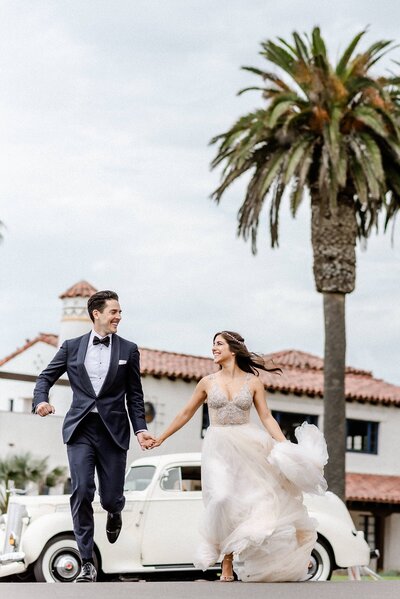 Bride and Groom Running