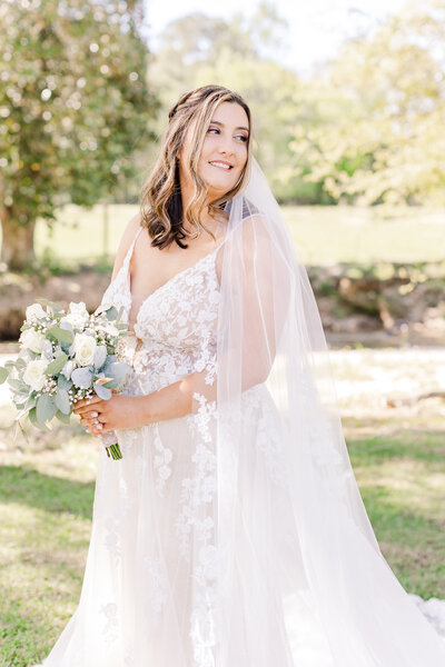 Beautiful bridal session in luxurious gown at The Hideaway at Reed's Estates.