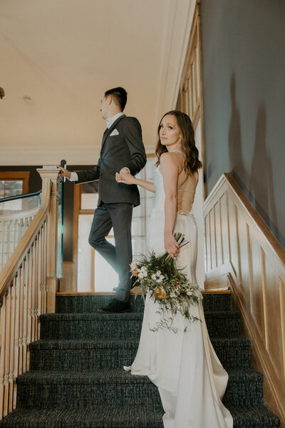Small wedding at the beacon in topeka ks, couple portraits during the wedding