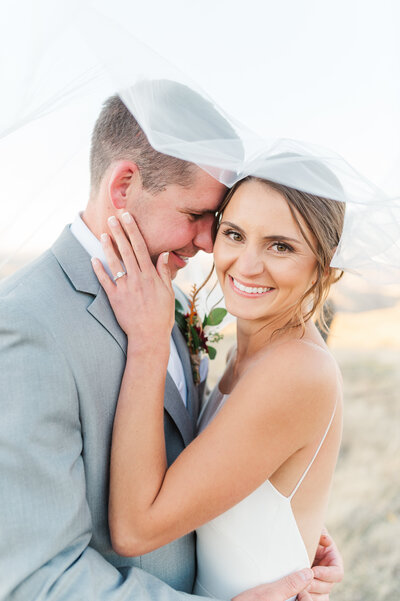 bride and groom share a moment in washington wedding