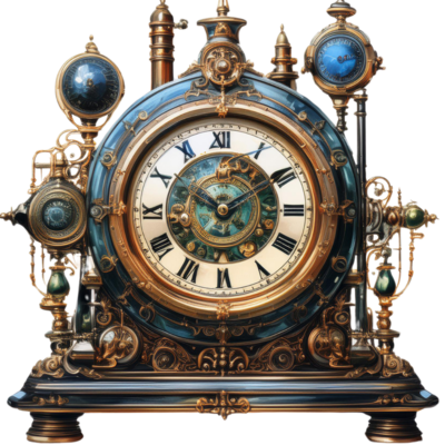 Steampunk Star Branded Clock Element Representing Timelessness