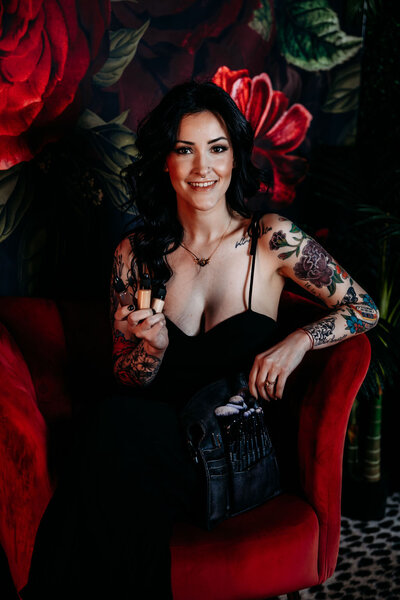 Boudoir photography woman in professional clothes smiling with makeup in Lubbock, Texas photographer in Amarillo TX