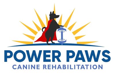 Power Paws Canine Rehab Logo with address in Granby, MA