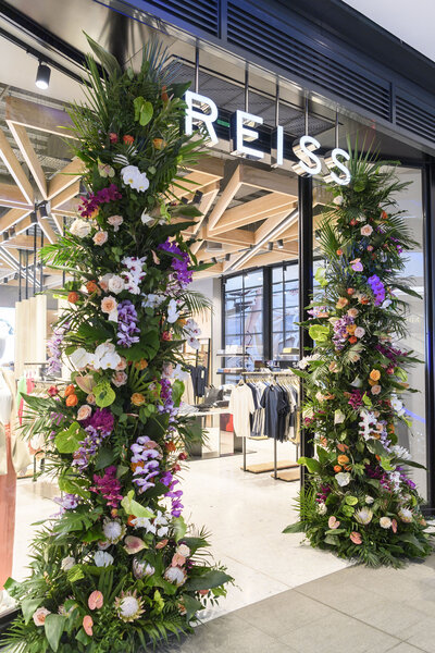 luxury shop door floral installation glasgow