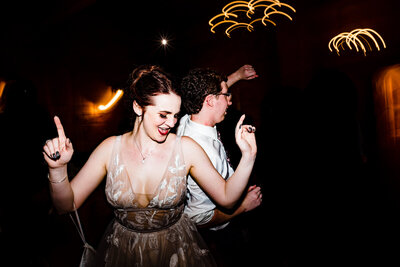 Bride dances at her wedding reception in Chapel Hill, NC