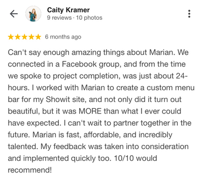 Caity Kramer Testimonial