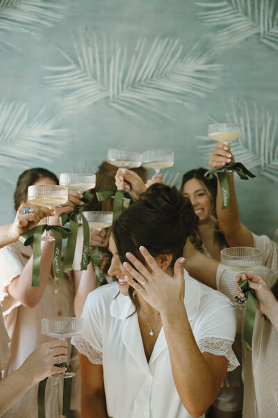 bride with her bridesmaids