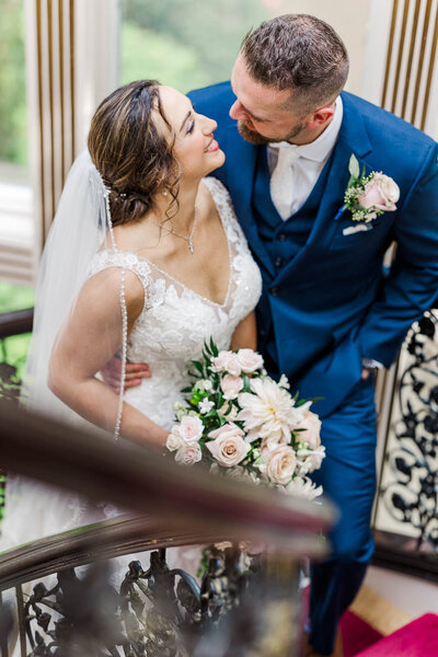 bride and groom gazing into each other's eyes