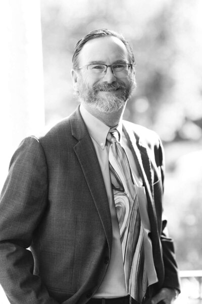 Wyoming criminal law attorney Michael Bennett in black and white