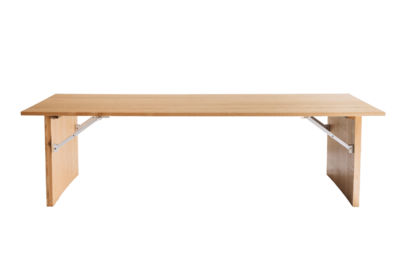 A folding solid oak table.