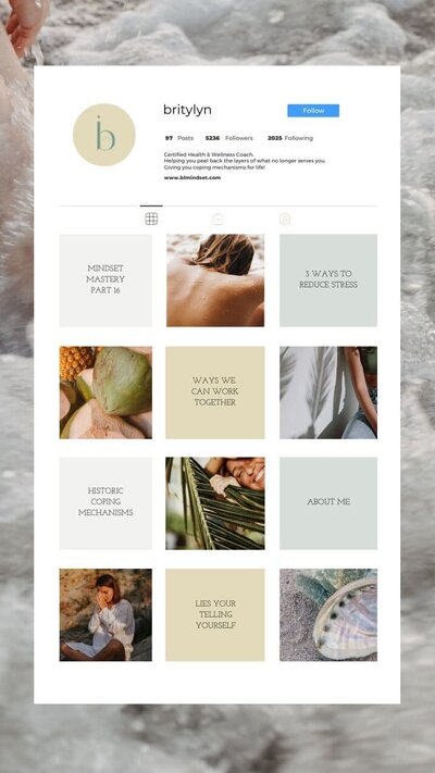 Social media Instagram feed design for health and wellness business
