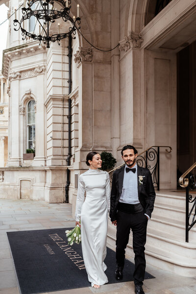 Modern, stylist and romantic couple on their wedding day