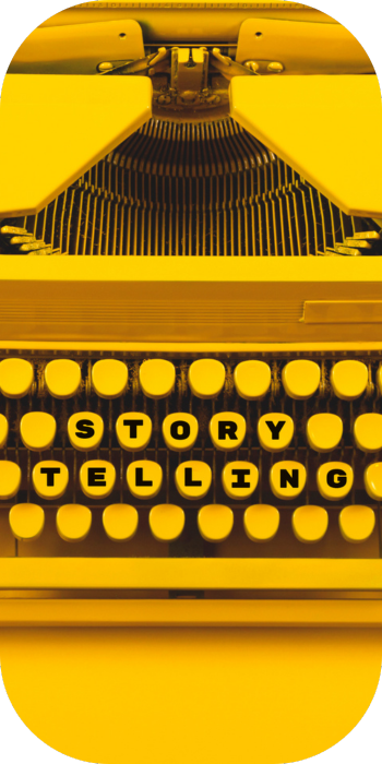Yellow Typewriter ready to type Story Telling