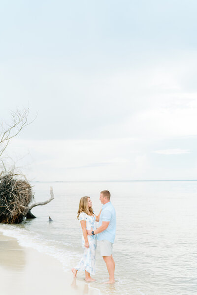 Engaged couple on the beach in Hilton Head in south carolina