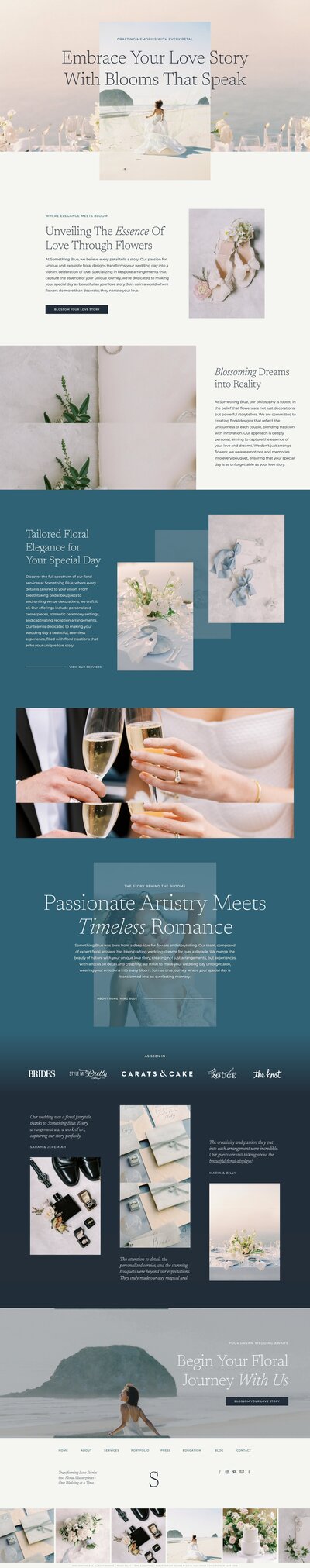 Showit website template for wedding floral designers