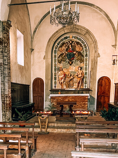 interior of a small church in Volterra italy
