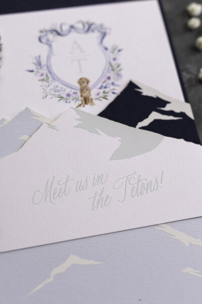 Custom calligraphy wedding invitation in gray ink