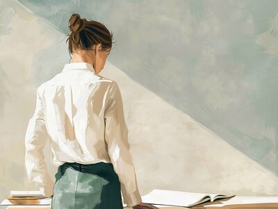 painting of a woman practicing midfullness