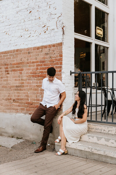man and woman at Old Town sitting on the stairs