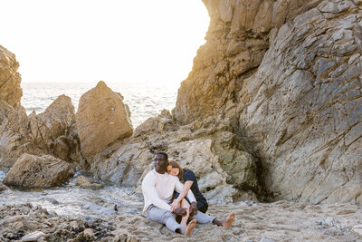 romantic and moody engagement photo on the beach