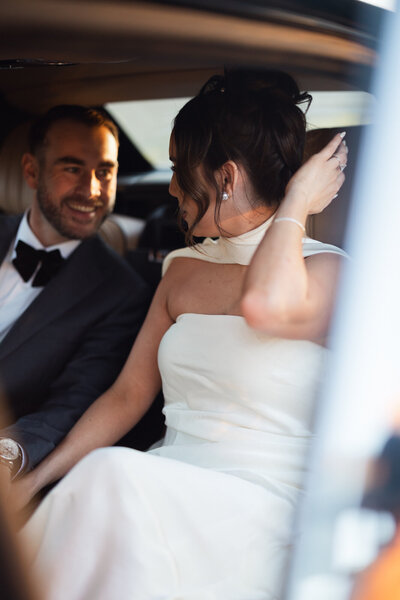 Arizona engagement photographer captures engaged couple in Rolls Royce.