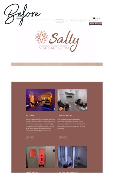 First before image of Salty’s website, showing the original design before updates.
