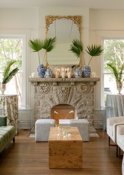 Living room fireplace at the EO Manees House 